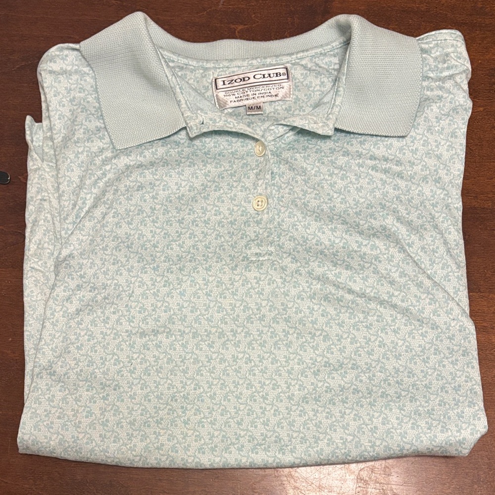 Izod Club 100% cotton Blue/green Polo Golf Shirt